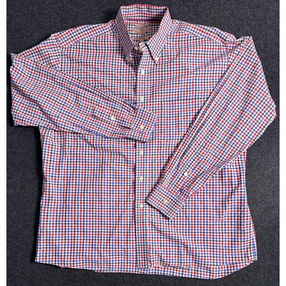 Bills Khakis Mens XL Classic Fit Gingham Check Button Down Shirt Red Blue White
